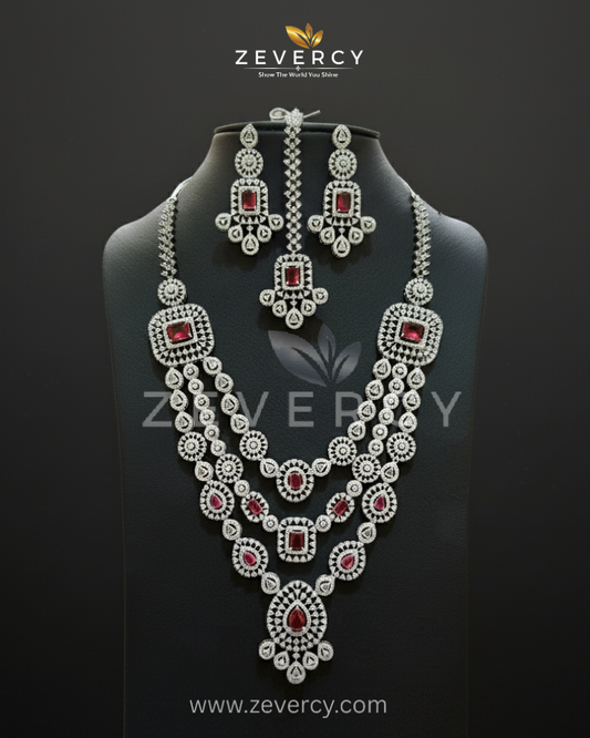 AD Zircon Gorgeous Set with Earrings & Tikka | Premium Imitation Jewelry | Zevercy