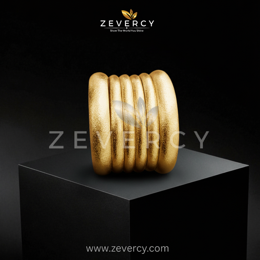 Mahira Rounded Ribbed Stack Bangles – Textured Bangles by Zevercy
