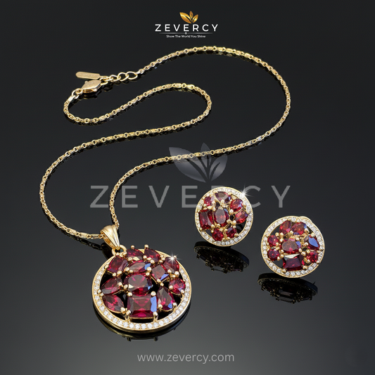 Splendore Floral Cluster Zircon Locket Set by Zevercy